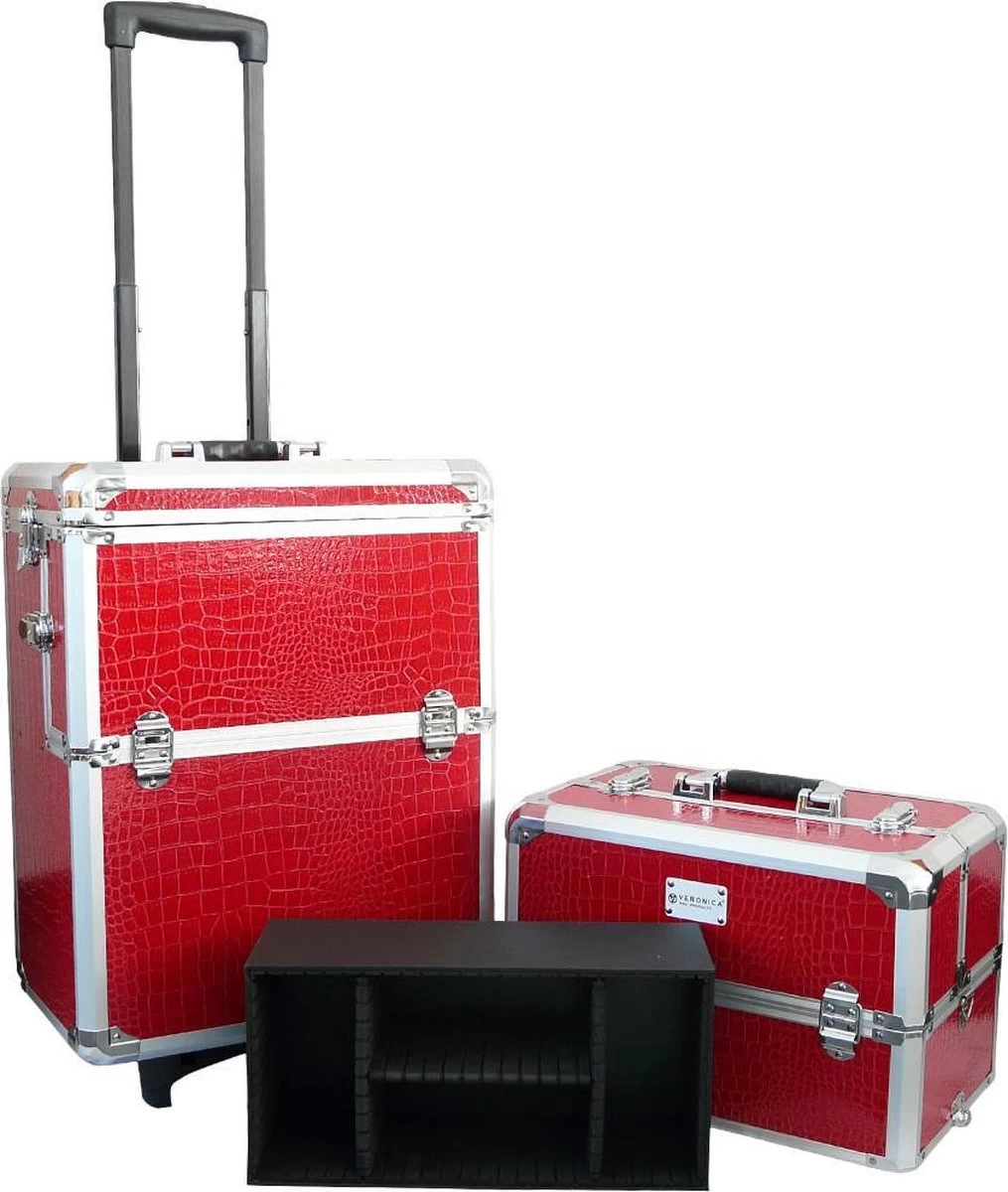 Veronica NAIL-PRODUCTS Aluminium Nagel Trolley 3 In 1 CROCO ROOD, Pedicure, Manicure. Ook Als Sinterklaas Trolley, Trolly, Koffer! 8 Veronica NAIL-PRODUCTS Aluminium Nagel Trolley 3 In 1 CROCO ROOD, Pedicure, Manicure. Ook Als Sinterklaas Trolley, Trolly, Koffer! - Afbeelding 6