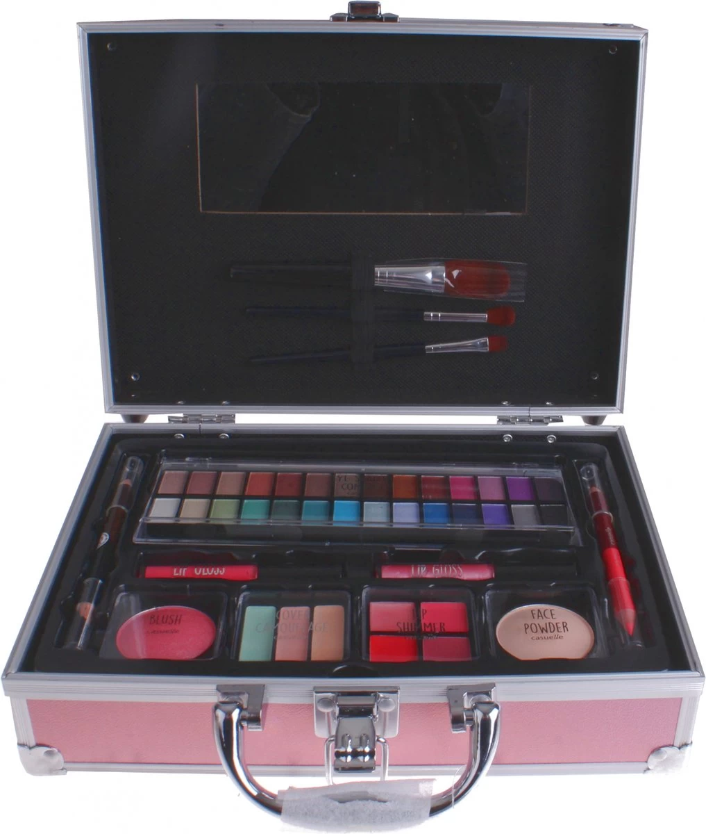 Make Up Koffer Glanzend Roze 3 Make Up Koffer Glanzend Roze