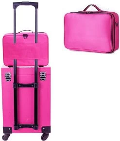 Cosmetica Koffer - Make-up Koffer Met Verstelbare Vakken - Visagie En Nagelstyliste Beauty Koffer - 37x27x13CM - Roze -Cosmetic Verkoop 1025x1200 2