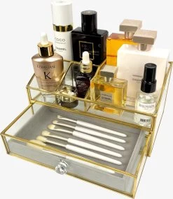 Make Up Organizer Stella | Goud| Cosmetica Organizer|sieraden Organizer | Make Up Organizer | Beautybox | Vitrine Boxje | Glazen Box |Makeup Organizer |Beauty Organizer | Makeupbox |Organizer | Storage Box |Make-uporganizer| Opbergdoos | Sieradendoos -Cosmetic Verkoop 1040x1200 4