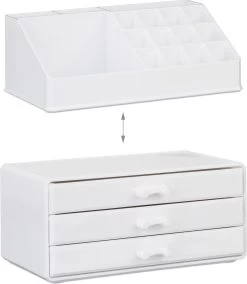Relaxdays Make-up Organizer Klein - Stapelbaar - Sieradendoosje - Cosmetica - Opbergbox - Wit -Cosmetic Verkoop 1044x1200 4