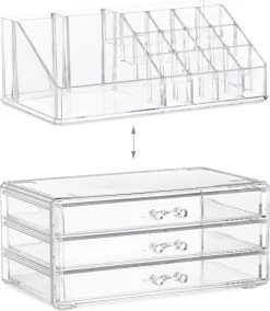 Relaxdays Make-up Organizer Klein - Stapelbaar - Sieradendoosje - Cosmetica - Opbergbox - Doorzichtig -Cosmetic Verkoop 1044x1200 5