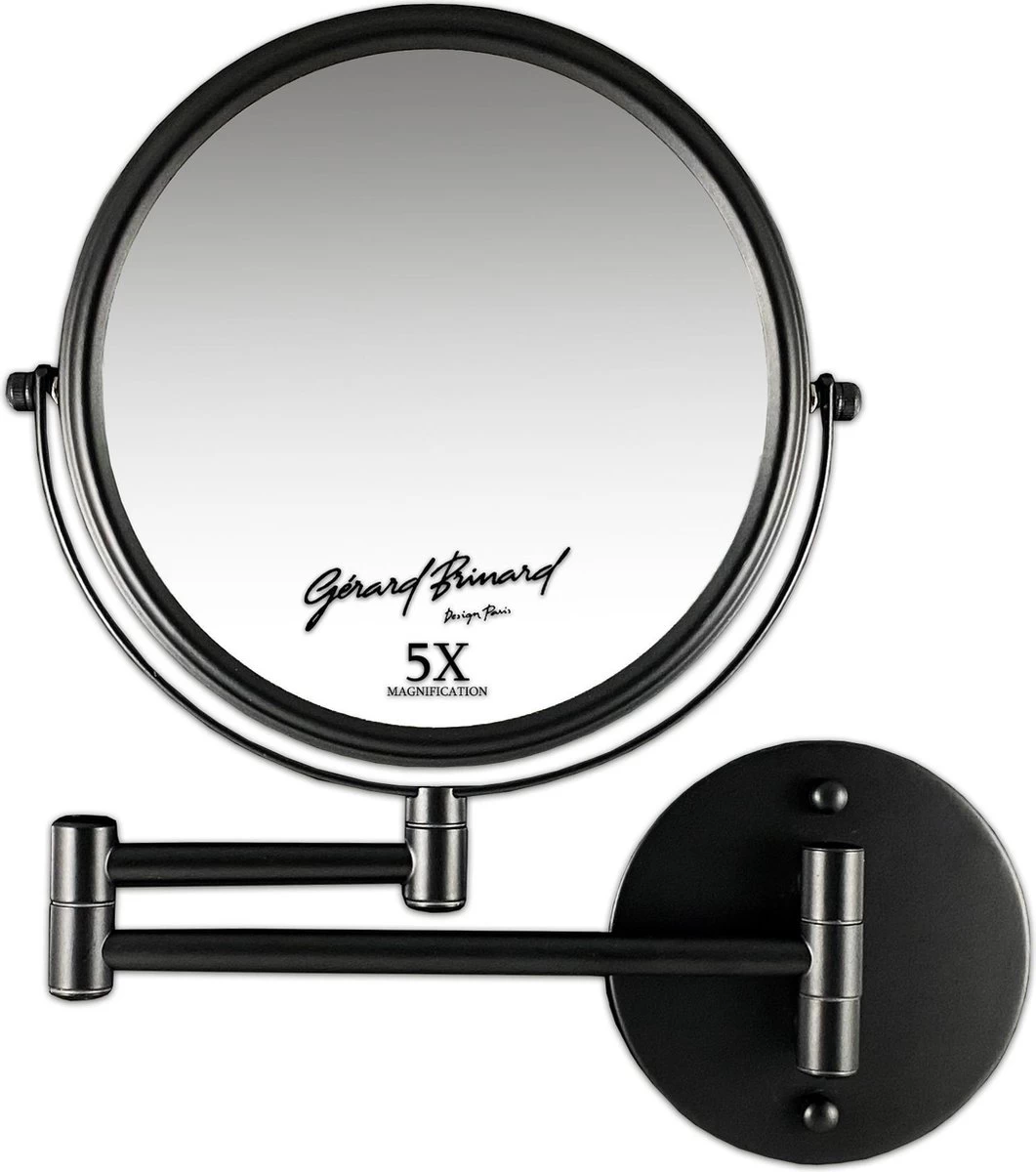 Make-up Wandspiegel Knikarm Mat Zwart - 5x Vergroting 20cmØ 5 Make-up Wandspiegel Knikarm Mat Zwart - 5x Vergroting 20cmØ - Afbeelding 3