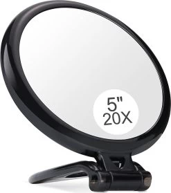 5 Inch, 20X Vergrootspiegel, Tweezijdige Spiegel, 20X/1X Vergroting, Opvouwbare Make-upspiegel Met Handheld/standaard, Gebruik Voor Make-up Toepassing, Pincet En Mee-eter/onzuiverheid Verwijdering