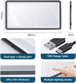 JO&RAE-Auto Zonneklep Make-up Spiegel Met Led Verlichting Wit-3 Kleurenmodus-Oplaadbare Auto Vanity Spiegel -Cosmetic Verkoop 1105x1200 6