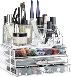 Relaxdays Make-up Organizer Klein - Stapelbaar - Sieradendoosje - Cosmetica - Opbergbox - Wit -Cosmetic Verkoop 1108x1200 3