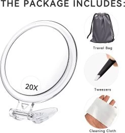 5 Inch, 20x Vergrotende Spiegel, Tweezijdige Spiegel, 20X/1x Vergroting, Opvouwbare Make-upspiegel Met Handheld/standaard, Gebruik Voor Make-up Toepassing, Pincet, En Mee-eter/smetverwijdering. (zilver) -Cosmetic Verkoop 1125x1200 6