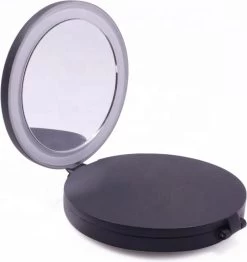 UNIQ Drievoudige Compacte Reisspiegel Met LED (vergroting 5x En 10x) - Make Up Spiegel Met Verlichting - Zwart -Cosmetic Verkoop 1130x1200