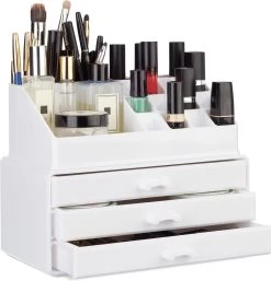 Relaxdays Make-up Organizer Klein - Stapelbaar - Sieradendoosje - Cosmetica - Opbergbox - Wit -Cosmetic Verkoop 1154x1200 16