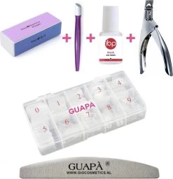 GUAPÀ® Nepnagels Met Nageltips En Nagellijm | Plaknagels | Kunstnagels | Nagelverlenging | Polygel | Transparant 100 Stuks