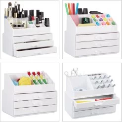 Relaxdays Make-up Organizer Klein - Stapelbaar - Sieradendoosje - Cosmetica - Opbergbox - Doorzichtig -Cosmetic Verkoop 1198x1200 51