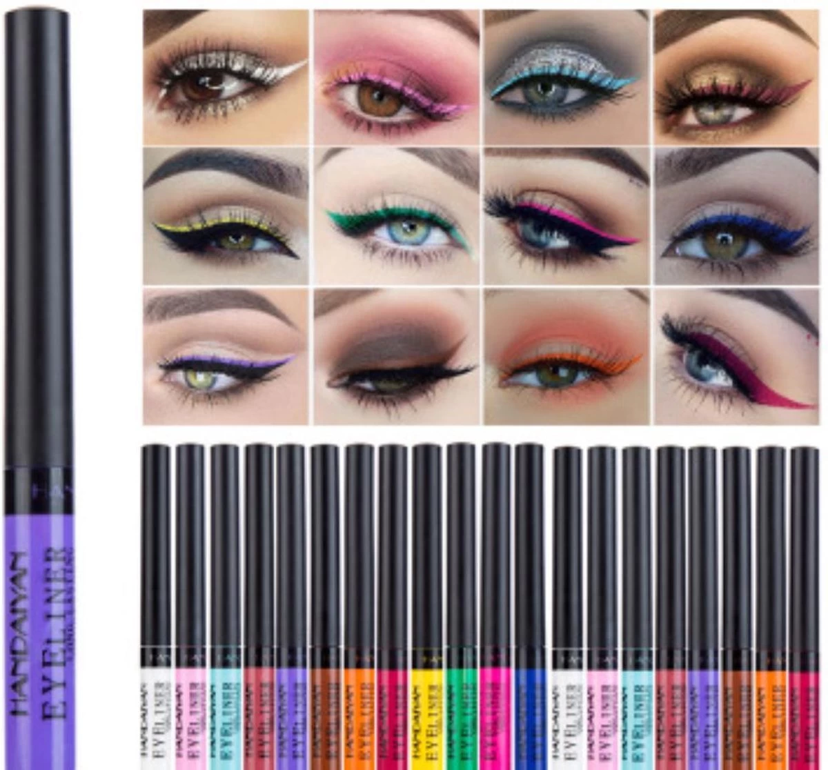 Handaiyan Liquid Eyeliner – 12 Verschillende Kleuren - Make Up – Set - Kleur - Cadeau - Kleuren - Waterproof & Langhoudend 10 Handaiyan Liquid Eyeliner – 12 Verschillende Kleuren - Make Up – Set - Kleur - Cadeau - Kleuren - Waterproof & Langhoudend - Afbeelding 8