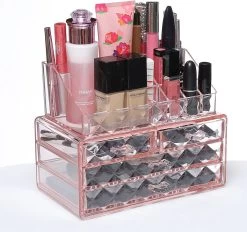 A&K 2in1 Make-up Organizer - 4 Lades Cosmetica Opbergdoos - Kaptafel - Roze -Cosmetic Verkoop 1200x1125 13