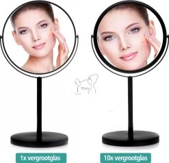 Omliox Make Up En Scheer Spiegel - Ronde Standspiegel - 10x Vergroting - Ø19cm - Mat Zwart -Cosmetic Verkoop 1200x1157 10