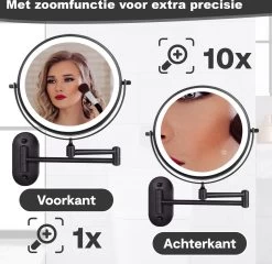 Make Up - Spiegel - Led Verlichting - 10X Vergroting - 3 Lichtstanden - Wandspiegel Rond - Badkamer - Mat Zwart - Draadloos 22 Make Up - Spiegel - Led Verlichting - 10X Vergroting - 3 Lichtstanden - Wandspiegel Rond - Badkamer - Mat Zwart - Draadloos -Cosmetic Verkoop 1200x1165 24