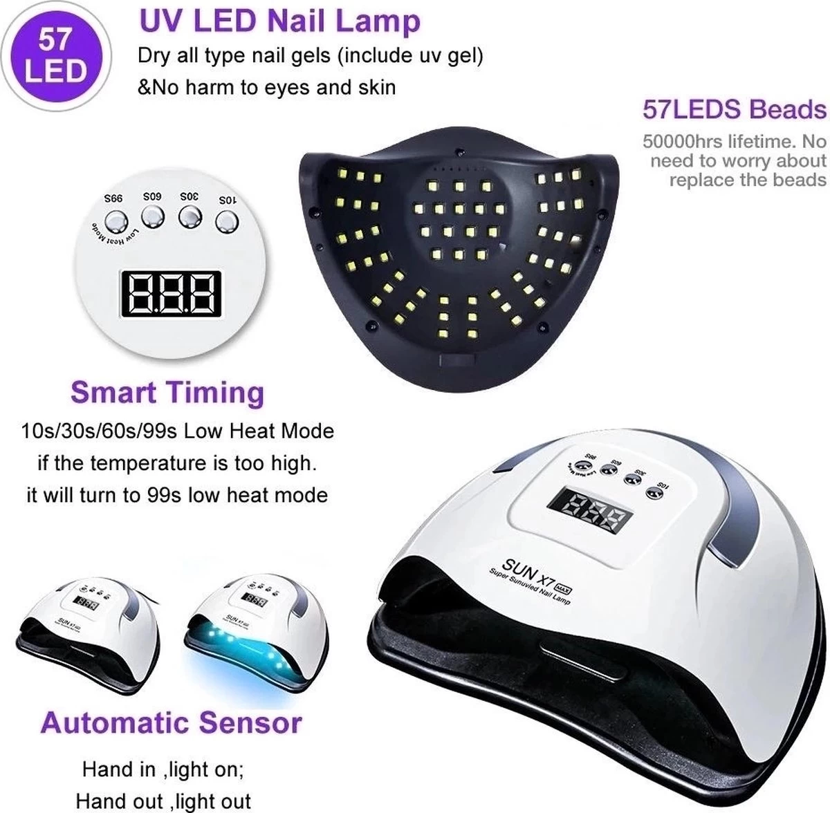 Professionele 180W LED Nageldroger Lamp - Gel Nagel Droger - 180W De Sterkste Nagellamp Op De Markt - Geschikt Voor Elke Nagel, Sneller Droger Voor Gel Polish Nail Apparatuur Automatische Sensor Nail Art Gereedschap Voor Vingernagel En Teennagel 4 Professionele 180W LED Nageldroger Lamp - Gel Nagel Droger - 180W De Sterkste Nagellamp Op De Markt - Geschikt Voor Elke Nagel, Sneller Droger Voor Gel Polish Nail Apparatuur Automatische Sensor Nail Art Gereedschap Voor Vingernagel En Teennagel - Afbeelding 2
