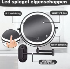 Make Up - Spiegel - Led Verlichting - 10X Vergroting - 3 Lichtstanden - Wandspiegel Rond - Badkamer - Mat Zwart - Draadloos 17 Make Up - Spiegel - Led Verlichting - 10X Vergroting - 3 Lichtstanden - Wandspiegel Rond - Badkamer - Mat Zwart - Draadloos -Cosmetic Verkoop 1200x1178 7
