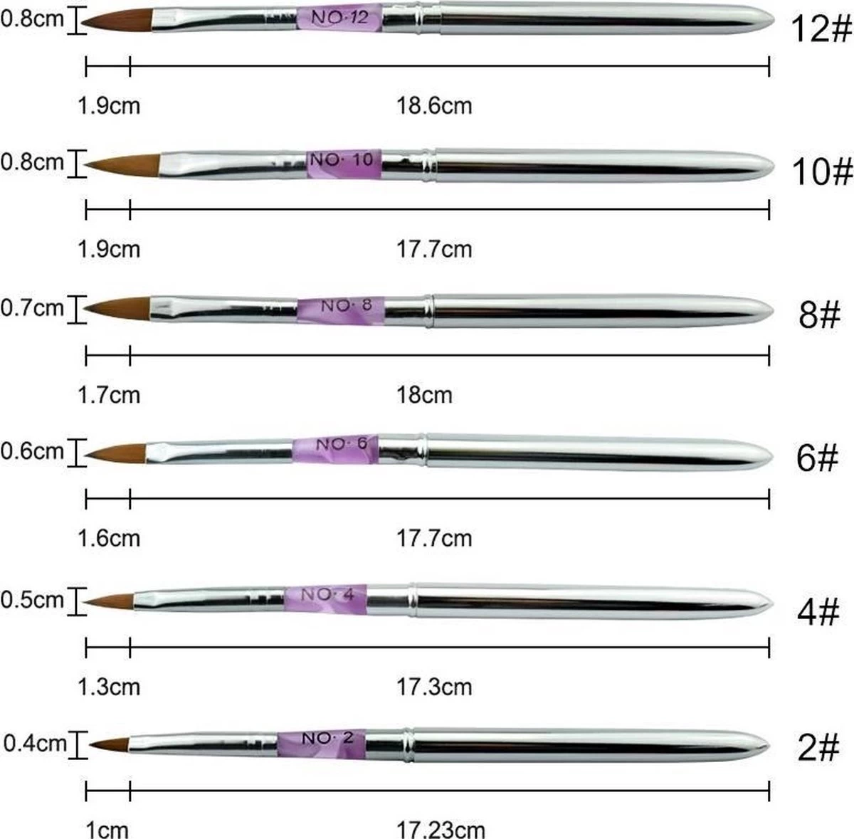 Kwalitatieve Acryl Penseel - Nageldecoratie Pen - #6 Pink Diamond 3 Kwalitatieve Acryl Penseel - Nageldecoratie Pen - #6 Pink Diamond