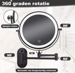 Make Up - Spiegel - Led Verlichting - 10X Vergroting - 3 Lichtstanden - Wandspiegel Rond - Badkamer - Mat Zwart - Draadloos 18 Make Up - Spiegel - Led Verlichting - 10X Vergroting - 3 Lichtstanden - Wandspiegel Rond - Badkamer - Mat Zwart - Draadloos -Cosmetic Verkoop 1200x1180 10