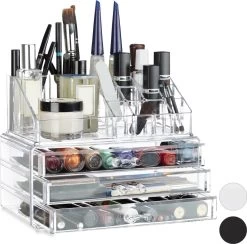 Relaxdays Make-up Organizer Klein - Stapelbaar - Sieradendoosje - Cosmetica - Opbergbox - Wit -Cosmetic Verkoop 1200x1185 14