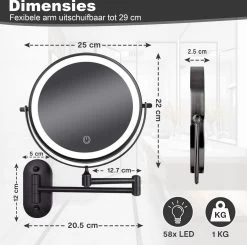 Make Up - Spiegel - Led Verlichting - 10X Vergroting - 3 Lichtstanden - Wandspiegel Rond - Badkamer - Mat Zwart - Draadloos 20 Make Up - Spiegel - Led Verlichting - 10X Vergroting - 3 Lichtstanden - Wandspiegel Rond - Badkamer - Mat Zwart - Draadloos -Cosmetic Verkoop 1200x1188 10