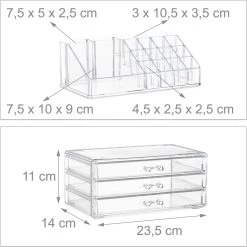 Relaxdays Make-up Organizer Klein - Stapelbaar - Sieradendoosje - Cosmetica - Opbergbox - Doorzichtig -Cosmetic Verkoop 1200x1198 59