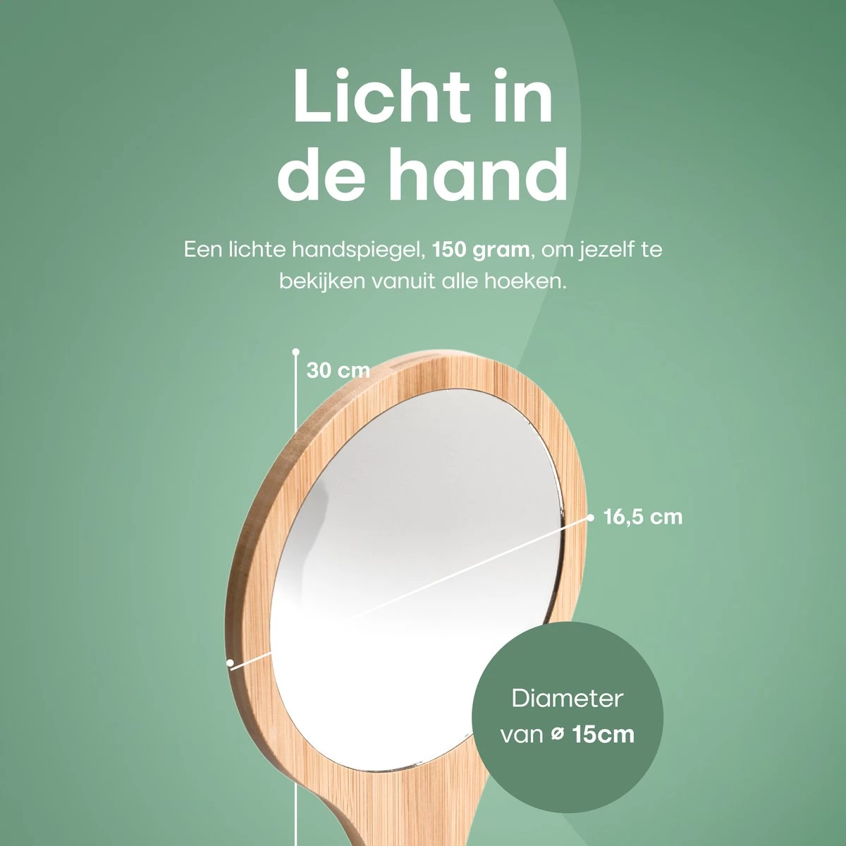 Bamboe Handspiegel Met Handvat - 15 Cm - Make Up Spiegel / Scheerspiegel / Kappersspiegel - 150 Gram - Kapper 6 Bamboe Handspiegel Met Handvat - 15 Cm - Make Up Spiegel / Scheerspiegel / Kappersspiegel - 150 Gram - Kapper - Afbeelding 4