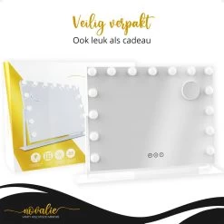 Novalie Hollywood Spiegel Met Verlichting - 65 Cm X 50 Cm - Make Up Spiegel Met Led Lampen – Visagie – Dimbaar / 3 Lichtstanden – Voor Hem / Haar Cadeau – 10x Vergroting – Met Tru-Daylight Verlichting – Wit -Cosmetic Verkoop 1200x1200 1506