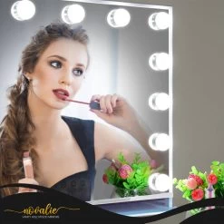 Novalie Hollywood Spiegel Met Verlichting - 65 Cm X 50 Cm - Make Up Spiegel Met Led Lampen – Visagie – Dimbaar / 3 Lichtstanden – Voor Hem / Haar Cadeau – 10x Vergroting – Met Tru-Daylight Verlichting – Wit -Cosmetic Verkoop 1200x1200 1511