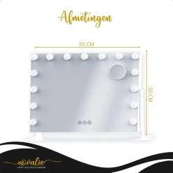 Novalie Hollywood Spiegel Met Verlichting - 65 Cm X 50 Cm - Make Up Spiegel Met Led Lampen – Visagie – Dimbaar / 3 Lichtstanden – Voor Hem / Haar Cadeau – 10x Vergroting – Met Tru-Daylight Verlichting – Wit -Cosmetic Verkoop 1200x1200 1513