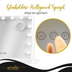 Novalie Hollywood Spiegel Met Verlichting - 65 Cm X 50 Cm - Make Up Spiegel Met Led Lampen – Visagie – Dimbaar / 3 Lichtstanden – Voor Hem / Haar Cadeau – 10x Vergroting – Met Tru-Daylight Verlichting – Wit -Cosmetic Verkoop 1200x1200 1517