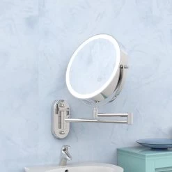 360° Draaibaar LED Scheerspiegel Met 5X Vergroting - 3 Lichtstanden - Dimstanden - Badkamerspiegel Met Natuurlijk Licht - Make-up Spiegel - Draadloos - Werkt Op Batterijen -Cosmetic Verkoop 1200x1200 1590