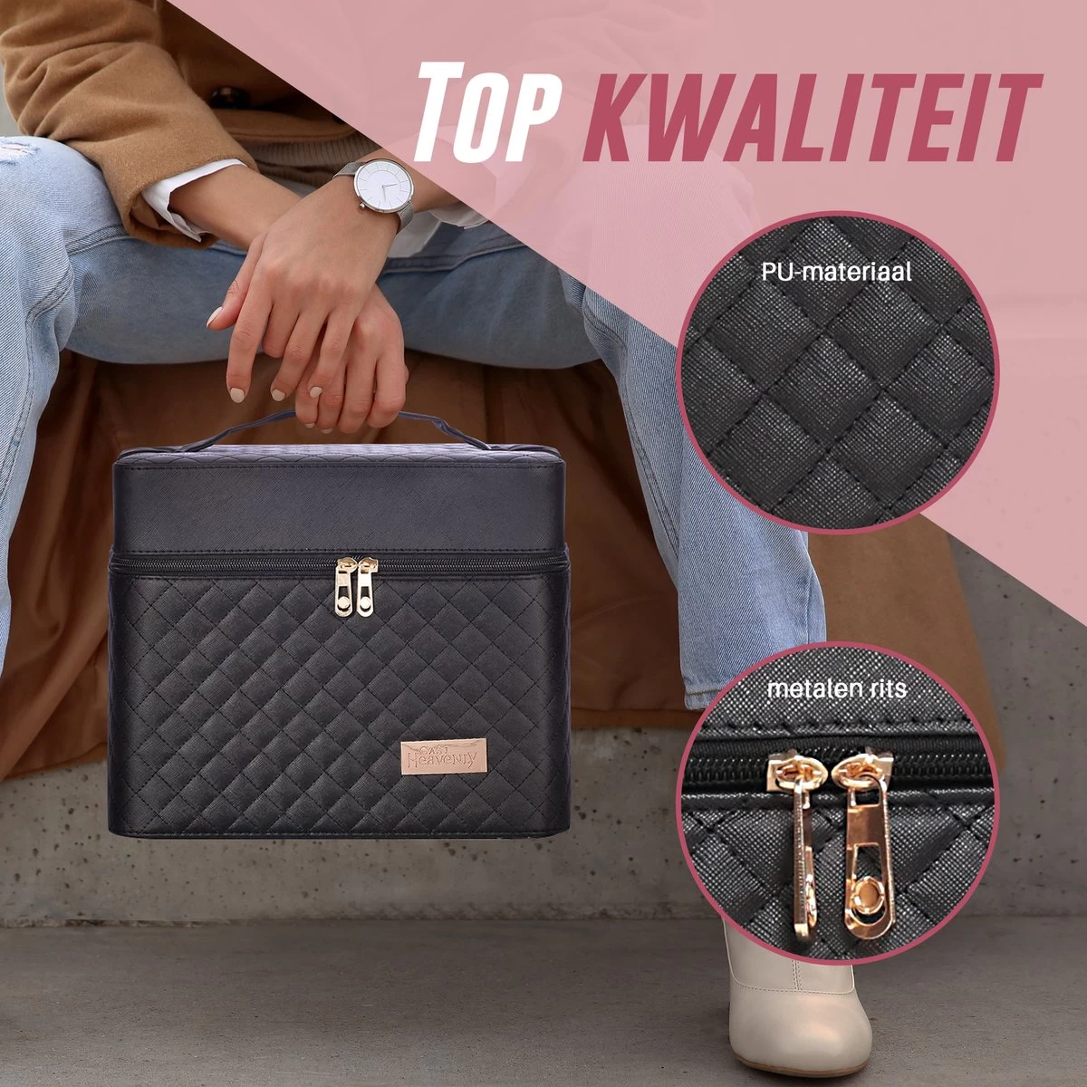 Make Up Koffer En Organizer - Beautycase Met Spiegel - Dames - Cosmetica En Visagie - Zwart 8 Make Up Koffer En Organizer - Beautycase Met Spiegel - Dames - Cosmetica En Visagie - Zwart - Afbeelding 6