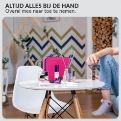 Cosmetica Koffer - Make-up Koffer Met Verstelbare Vakken - Visagie En Nagelstyliste Beauty Koffer - 26x23x9CM - Roze -Cosmetic Verkoop 1200x1200 1634