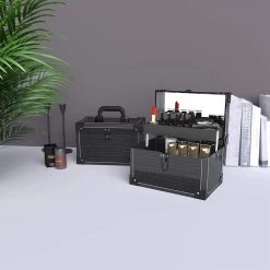 Make Up Koffer- Make Up Organizer- Beautycase -zwart -Make-upkoffer- Multifunctionele Koffer- Make-upkoffer- Sieradenkoffer- Kapperskoffer- Afneembare Schouderriem- Klassieke Zwarte Beautycase -Cosmetic Verkoop 1200x1200 1701
