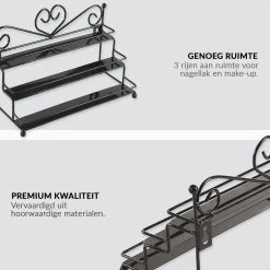 Confibel Nagellak Organizer - Nagellak Flesjes Houder - Essentiële Oliën Organizer - Rek Voor Flesjes - Wanddecoratie - Zwart -Cosmetic Verkoop 1200x1200 1837