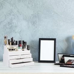 A&K 2in1 Make-up Organizer - 4 Lades Cosmetica Opbergdoos - Kaptafel - Wit 14 A&K 2in1 Make-up Organizer - 4 Lades Cosmetica Opbergdoos - Kaptafel - Wit -Cosmetic Verkoop 1200x1200 1845