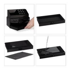 Relaxdays Make-up Organizer - Tweedelig - Cosmetica Opbergdoos + Lippenstift Houder - Zwart -Cosmetic Verkoop 1200x1200 1850