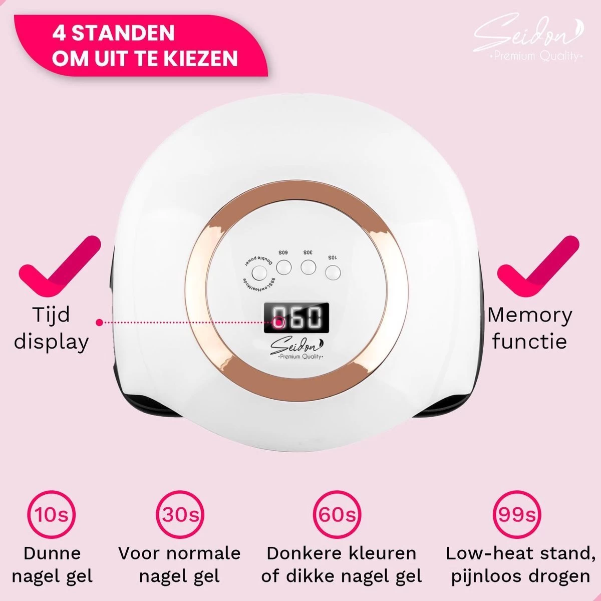 Seidon© Nageldroger 168W - LED Lamp Nagels - Gellak Lamp - UV Lamp Gelnagels 11 Seidon© Nageldroger 168W - LED Lamp Nagels - Gellak Lamp - UV Lamp Gelnagels - Afbeelding 9