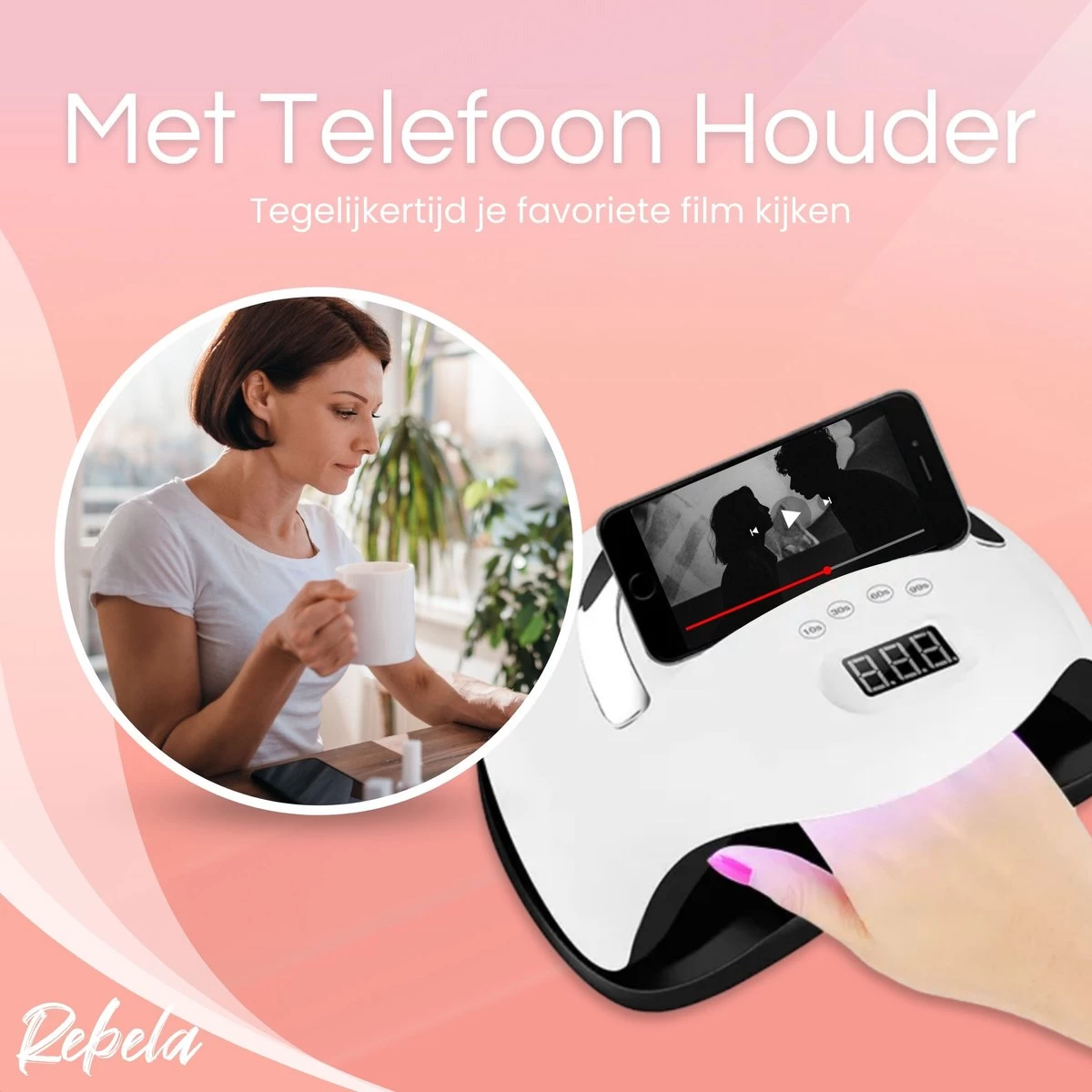 Rebela | Nageldroger | Gelnagels | GEL UV LED Nail Lamp 168w | UV Lamp Gelnagels | Led Nagellamp | Nageldroger | Wit 9 Rebela | Nageldroger | Gelnagels | GEL UV LED Nail Lamp 168w | UV Lamp Gelnagels | Led Nagellamp | Nageldroger | Wit - Afbeelding 7