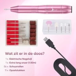 Simver Elektrische Nagelfrees - 11 Nagelvijl Bitjes En 56 Schuurrolletjes - Manicure / Pedicure - Roze - Cadeautip - Kerstcadeau -Cosmetic Verkoop 1200x1200 401