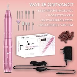 Simver Elektrische Nagelfrees - 11 Nagelvijl Bitjes En 56 Schuurrolletjes - Manicure / Pedicure - Roze - Cadeautip - Kerstcadeau -Cosmetic Verkoop 1200x1200 404