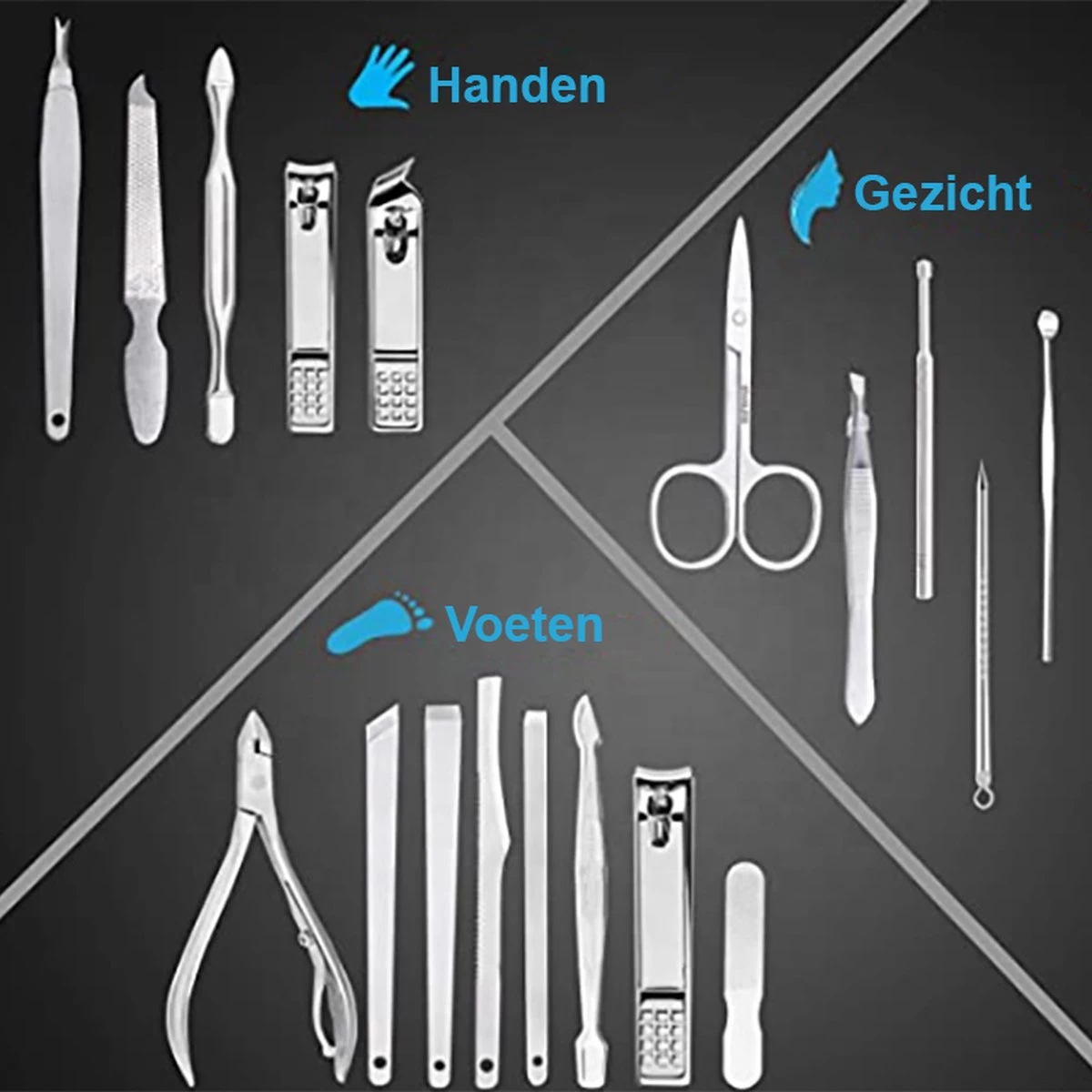 Nagelknipper Set – 18-Delige Pedicure En Manicure Sets Nagelaccessoires – Nagelset – Nagelverzorging Kit – Reisset Zwart 5 Nagelknipper Set – 18-Delige Pedicure En Manicure Sets Nagelaccessoires – Nagelset – Nagelverzorging Kit – Reisset Zwart - Afbeelding 3