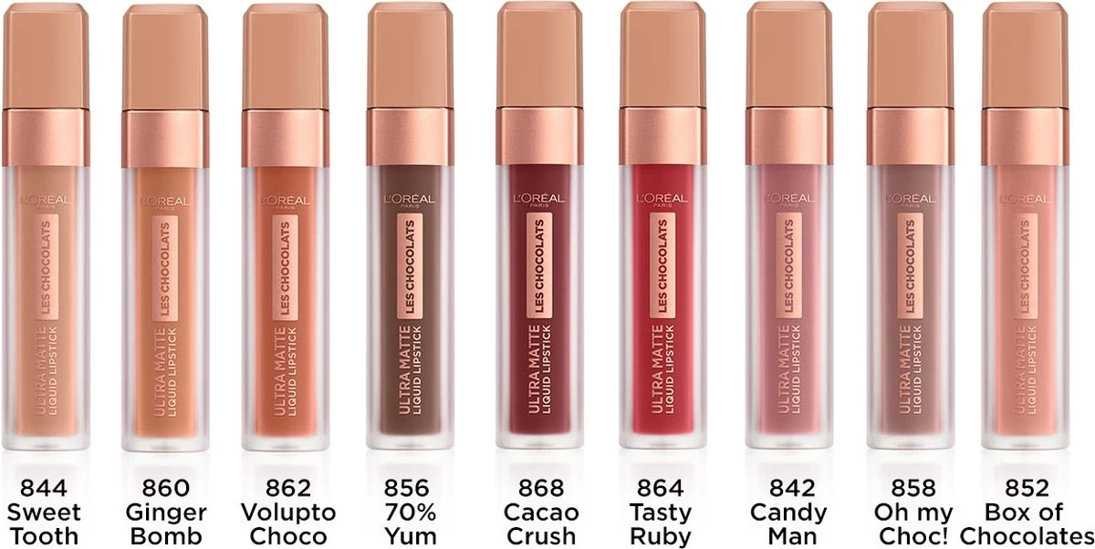 L’Oréal Paris Les Chocolate Ultra Matte Liquid Lippenstift - 844 Sweet Tooth 8 L’Oréal Paris Les Chocolate Ultra Matte Liquid Lippenstift - 844 Sweet Tooth - Afbeelding 6