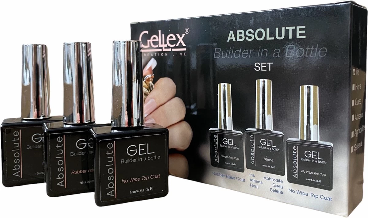 Gellex - SET Absolute Builder Gel In A Bottle "Iris" 15ml - Starterspakket 3x15ml - Gel Nagellakset 3 Gellex - SET Absolute Builder Gel In A Bottle "Iris" 15ml - Starterspakket 3x15ml - Gel Nagellakset