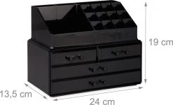 A&K 2in1 Make-up Organizer - 4 Lades Cosmetica Opbergdoos - Kaptafel - Zwart -Cosmetic Verkoop 1200x731 1