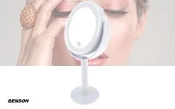Benson Make Up Spiegel Met LED Ring - Cosmetische Spiegels Met Touch Dimmer - 2 Zijde -Cosmetic Verkoop 1200x746