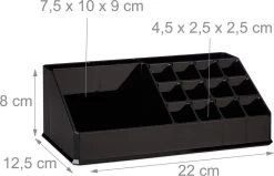 Relaxdays Cosmetica Organizer - Cosmeticahouder - Make Up Toren - Doorzichtig - 16 Vakken - Zwart -Cosmetic Verkoop 1200x774 1