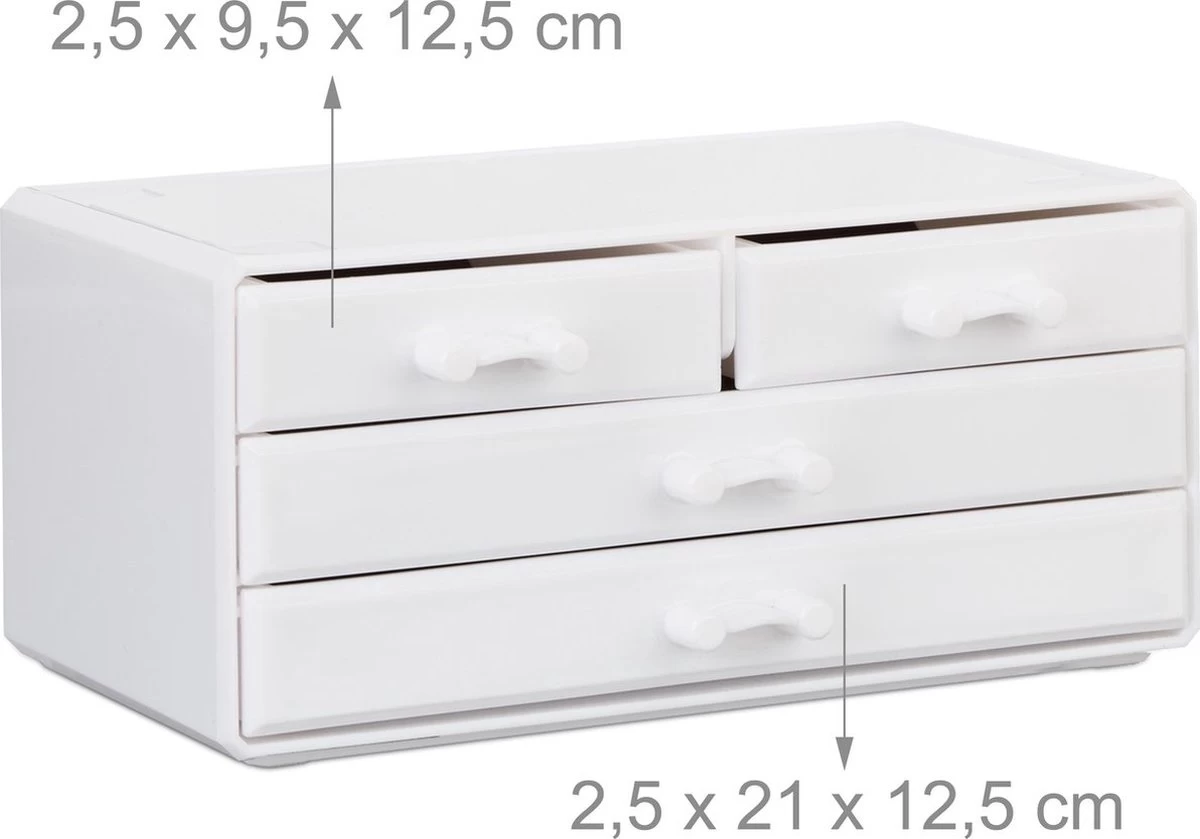 A&K 2in1 Make-up Organizer - 4 Lades Cosmetica Opbergdoos - Kaptafel - Wit 7 A&K 2in1 Make-up Organizer - 4 Lades Cosmetica Opbergdoos - Kaptafel - Wit - Afbeelding 5