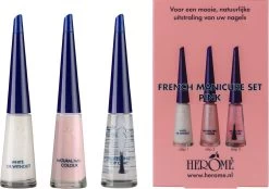 Herome French Manicure Set Pink - Complete Set In 3 Stappen Een French Manicure - Met Een Pink Kleurlak, Een Witte Nagellak Voor De Nagelranden En Een Top Coat - 3x10ml.